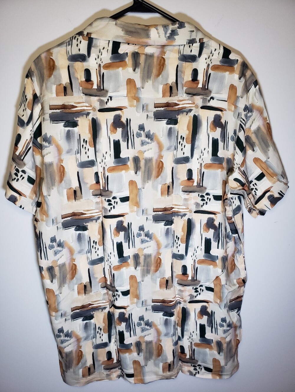 Above Man Shirt Mens Large L Abstract Paint Stroke Short Sleeve Button Up - Picture 11 of 15